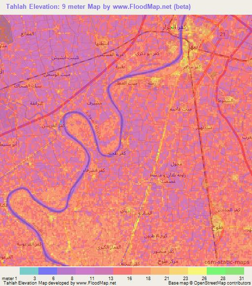 Tahlah,Egypt Elevation Map