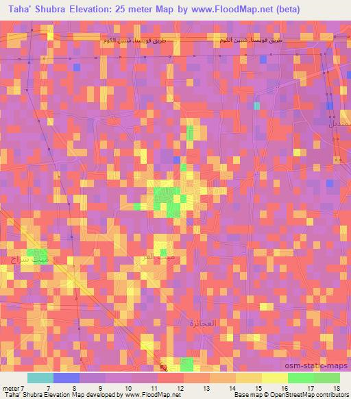 Taha' Shubra,Egypt Elevation Map