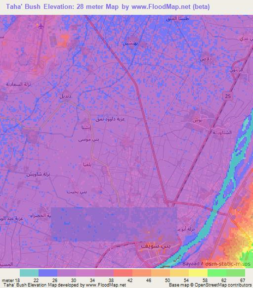 Taha' Bush,Egypt Elevation Map