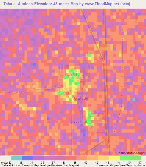 Taha al A`midah,Egypt Elevation Map