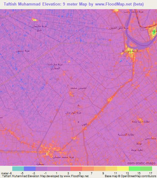 Taftish Muhammad,Egypt Elevation Map