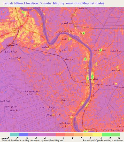 Taftish Idfina,Egypt Elevation Map