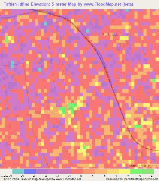 Taftish Idfina,Egypt Elevation Map