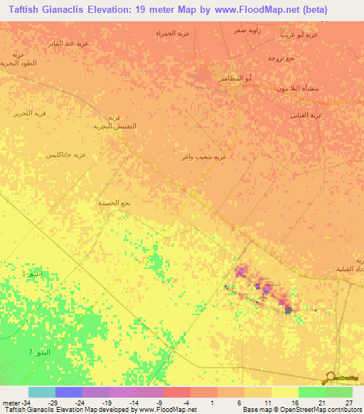 Taftish Gianaclis,Egypt Elevation Map