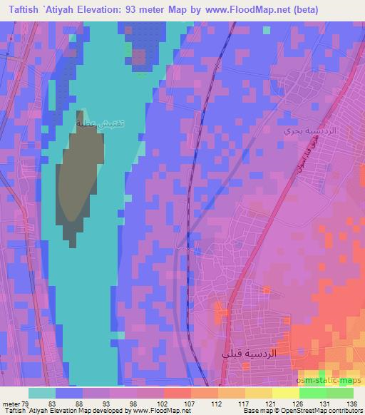 Taftish `Atiyah,Egypt Elevation Map