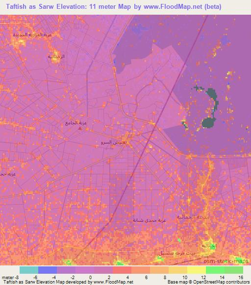 Taftish as Sarw,Egypt Elevation Map