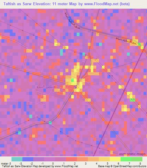 Taftish as Sarw,Egypt Elevation Map