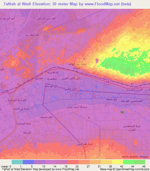 Taftish al Wadi,Egypt Elevation Map