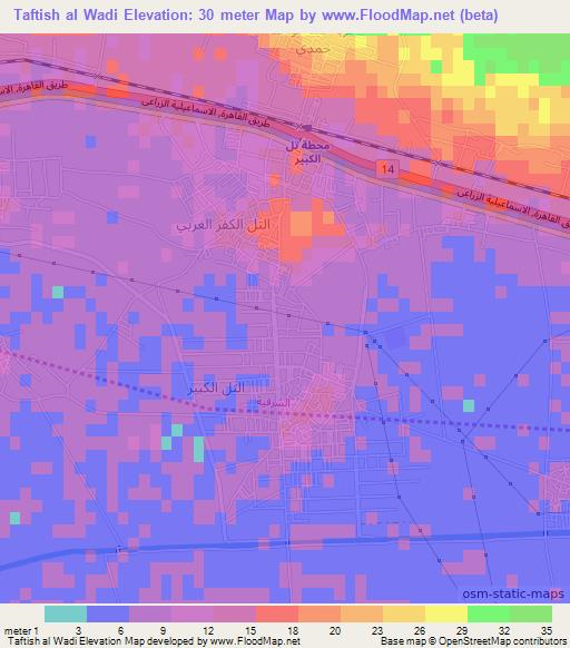 Taftish al Wadi,Egypt Elevation Map