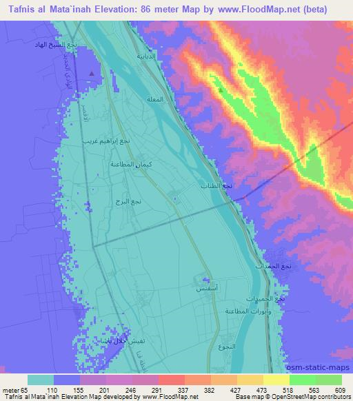 Tafnis al Mata`inah,Egypt Elevation Map