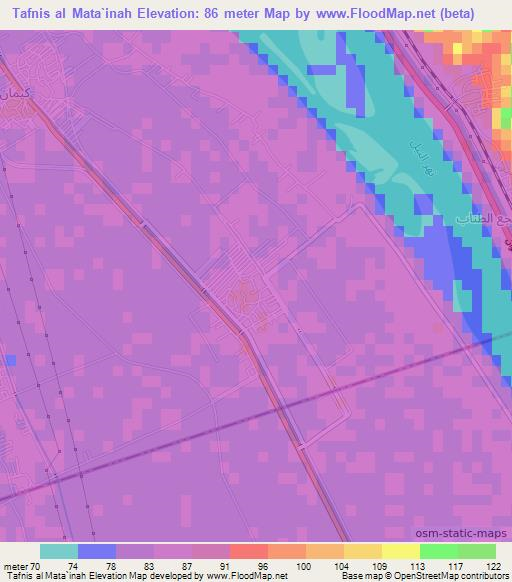 Tafnis al Mata`inah,Egypt Elevation Map