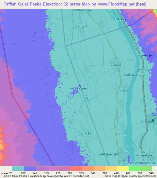 Taffish Galal Pasha,Egypt Elevation Map