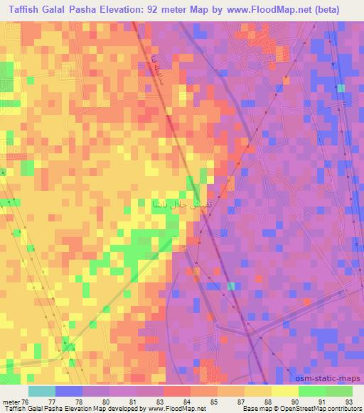 Taffish Galal Pasha,Egypt Elevation Map