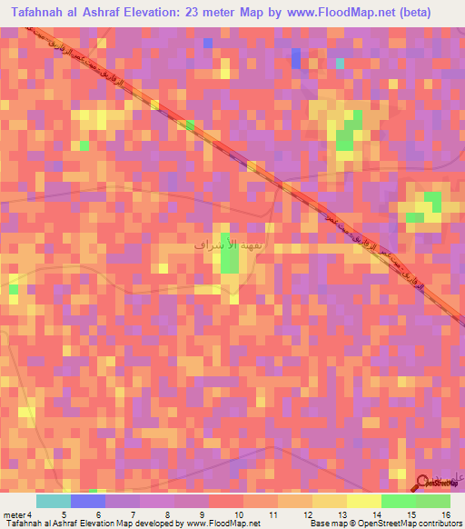 Tafahnah al Ashraf,Egypt Elevation Map