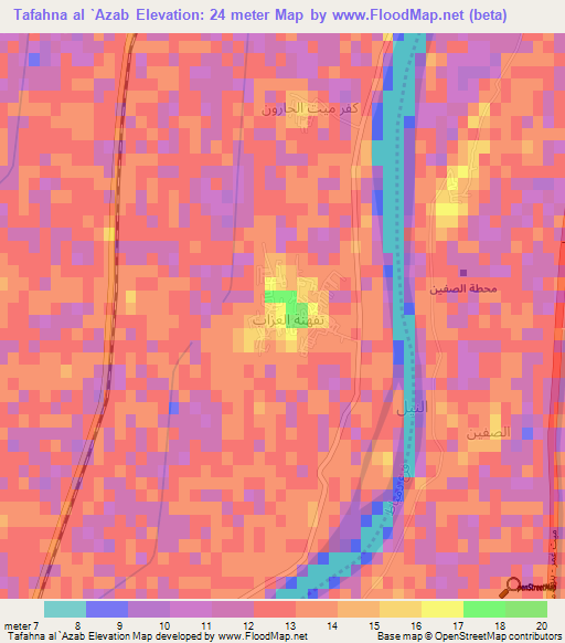 Tafahna al `Azab,Egypt Elevation Map