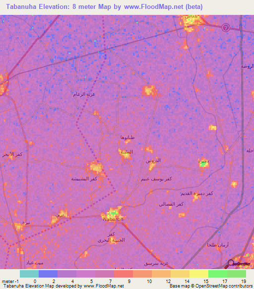 Tabanuha,Egypt Elevation Map