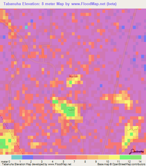 Tabanuha,Egypt Elevation Map