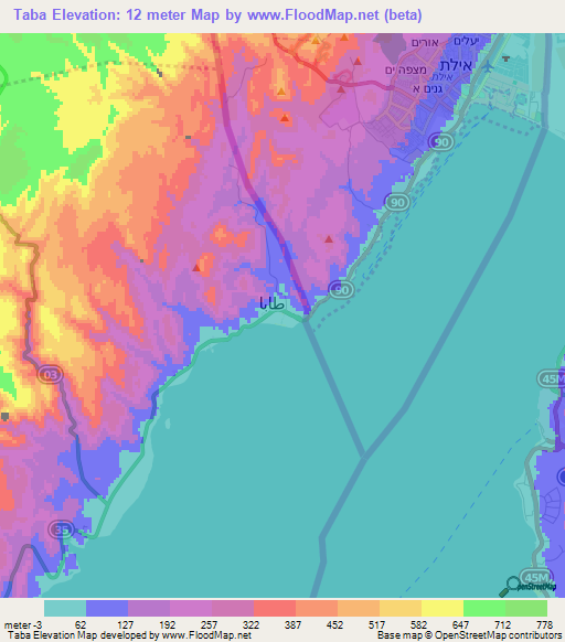 Taba,Egypt Elevation Map