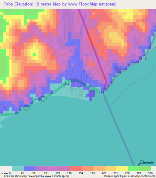 Taba,Egypt Elevation Map