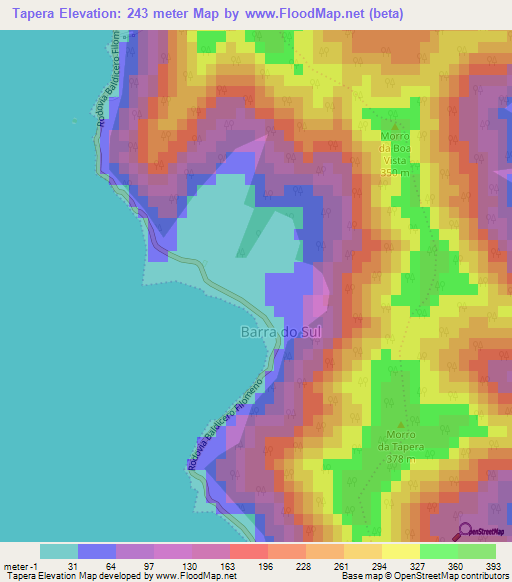 Tapera,Brazil Elevation Map