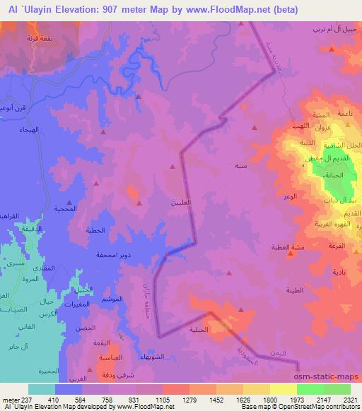 Al `Ulayin,Saudi Arabia Elevation Map