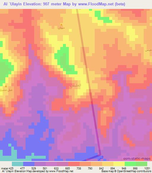 Al `Ulayin,Saudi Arabia Elevation Map