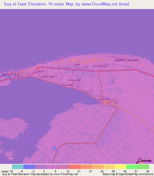 Suq el-Tatat,Egypt Elevation Map