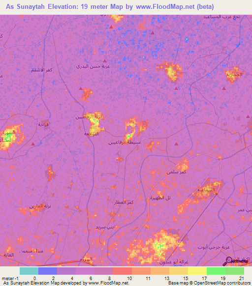 As Sunaytah,Egypt Elevation Map
