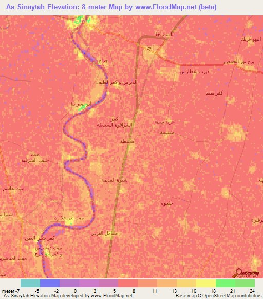 As Sinaytah,Egypt Elevation Map