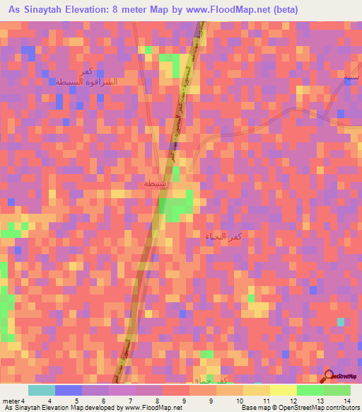 As Sinaytah,Egypt Elevation Map