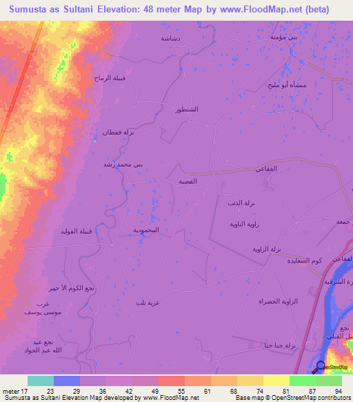 Sumusta as Sultani,Egypt Elevation Map