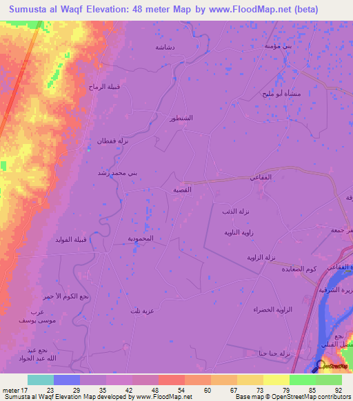 Sumusta al Waqf,Egypt Elevation Map