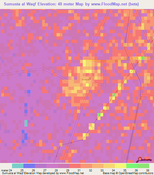 Sumusta al Waqf,Egypt Elevation Map