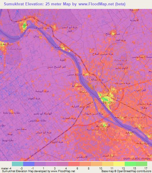 Sumukhrat,Egypt Elevation Map