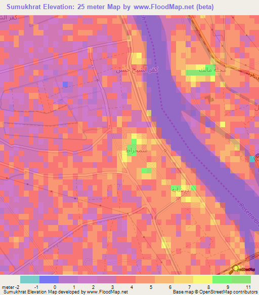 Sumukhrat,Egypt Elevation Map