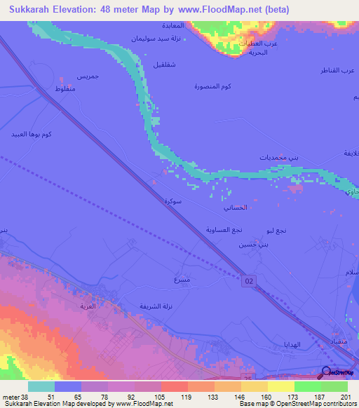 Sukkarah,Egypt Elevation Map