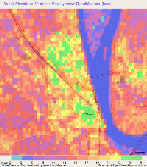 Suhaj,Egypt Elevation Map