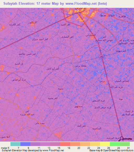 Sufaytah,Egypt Elevation Map