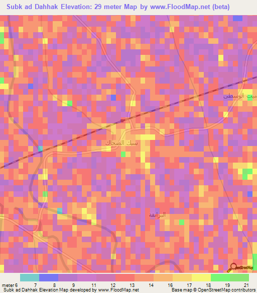 Subk ad Dahhak,Egypt Elevation Map