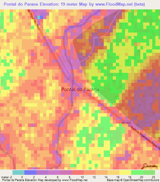 Pontal do Parana,Brazil Elevation Map