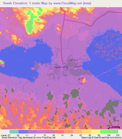 Siwah,Egypt Elevation Map