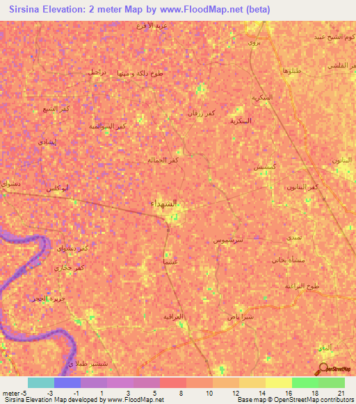 Sirsina,Egypt Elevation Map