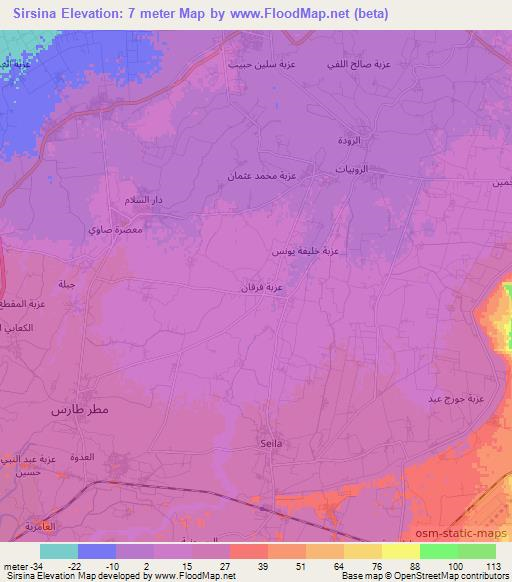 Sirsina,Egypt Elevation Map