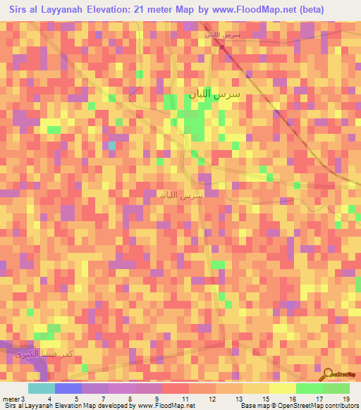 Sirs al Layyanah,Egypt Elevation Map