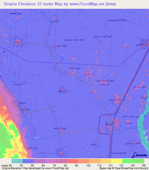 Sirqina,Egypt Elevation Map