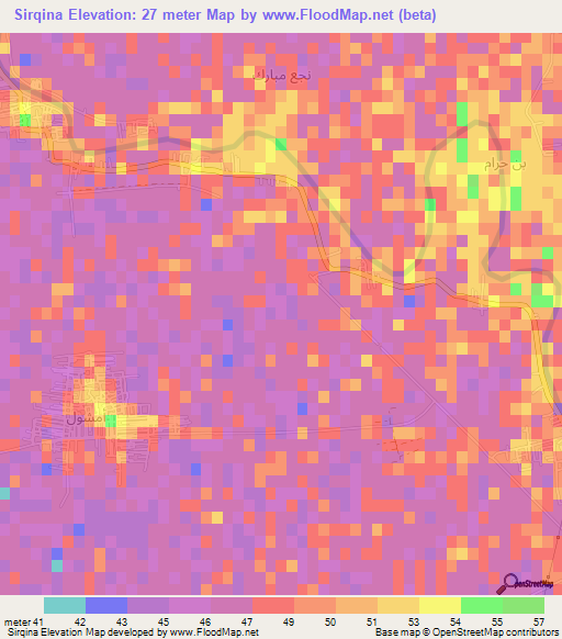 Sirqina,Egypt Elevation Map