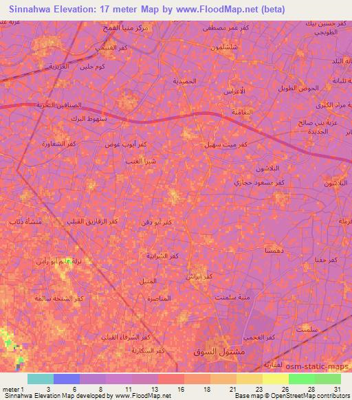 Sinnahwa,Egypt Elevation Map