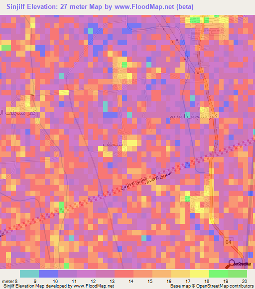 Sinjilf,Egypt Elevation Map