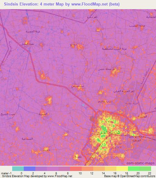 Sindsis,Egypt Elevation Map