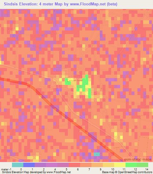 Sindsis,Egypt Elevation Map